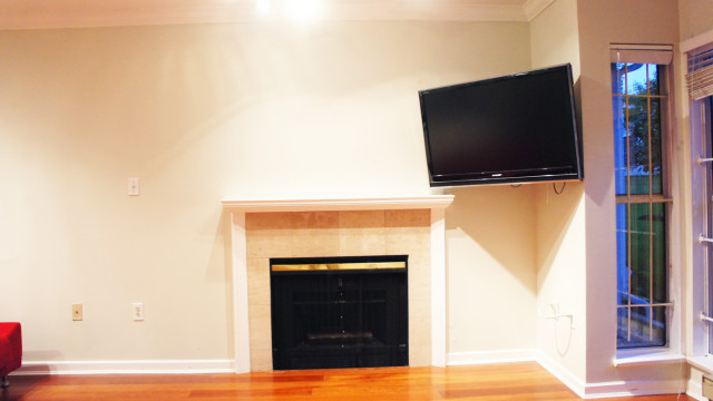 Gas Fireplace with Wood Mantle