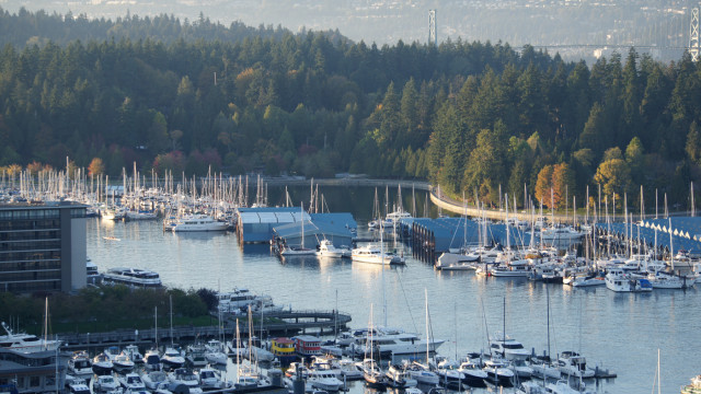 View of Stanley Park, Coal Harbour and Marina
